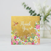 Opulence Gold Floral Hummingbird サンキューカード (スタンド正面)