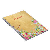 Opulence Gold Floral Hummingbird ノートブック (右側)