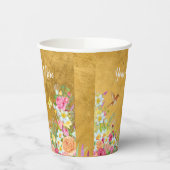 Opulence Gold Floral Hummingbird 紙コップ (左)