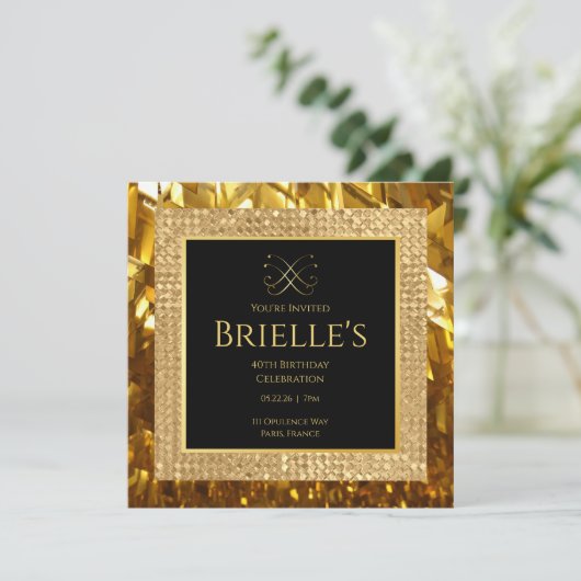 Opulence Minivites Gold Birthday Invitation  (スタンド正面)