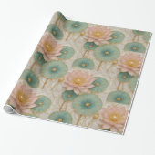 Opulence Pink & Green Floral Wrapping Paper ラッピングペーパー (アンロールド)