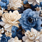 Opulent Blue and Ivory Floral Table Runner ロングテーブルランナー