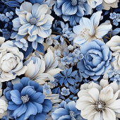 Opulent blue ivory floral elegant dining decor  ロングテーブルランナー