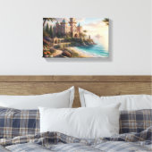 Opulent Coastal Gothic Mansion with Seaside Garden キャンバスプリント (インサイチュ (寝室))