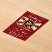 Opulent Deep Crimson Starburst Design | High-End M アクリル招待状 (レイダウン)