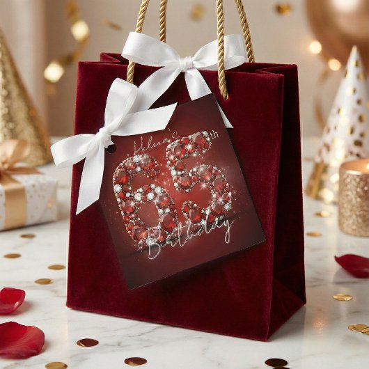 Opulent Elegant Ruby Red Gemstones 65th Birthday フェイバータグ