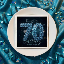 Opulent Elegant Teal Blue Diamonds 70th Birthday スタンダードカクテルナプキン