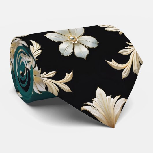 Opulent Essence - azul, verde, burdeos y gris ネクタイ (ロール)