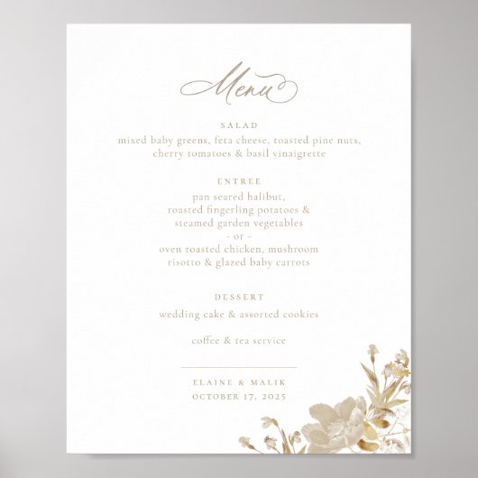 Opulent Gilded Garden Wedding Menu ポスター (正面)