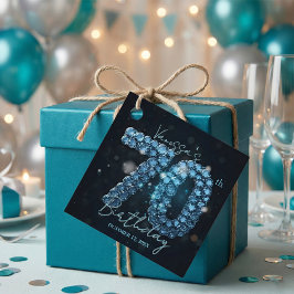 Opulent Glamorous Teal Blue Diamonds 70th Birthday フェイバータグ