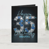 Opulent Glittering Sapphire Diamond 35th Birthday カード (正面)