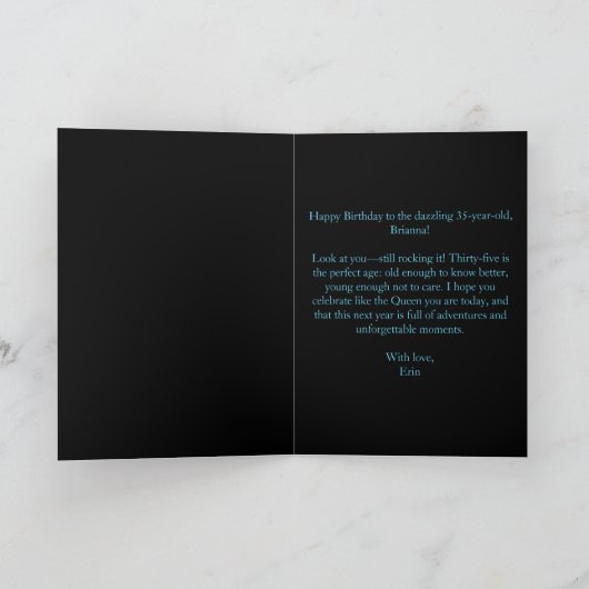 Opulent Glittering Sapphire Diamond 35th Birthday カード (内部)