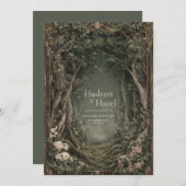 Opulent Gnarled Tree Forest Archway Dark Floral 招待状 (正面/裏面)