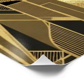 Opulent Gold & Black Sunburst Architecturural ポスター (コーナー)