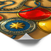 Opulent Gold & Jewel Seamless Wall Art Decor ポスター (角)