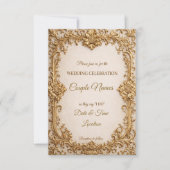 Opulent Gold Scrollwork Wedding Invitations 招待状 (正面)