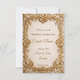Opulent Gold Scrollwork Wedding Invitations 招待状