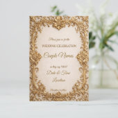 Opulent Gold Scrollwork Wedding Invitations 招待状 (スタンド正面)