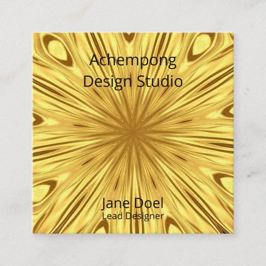 Opulent Gold Start Burst Swirl – Achempong Designe スクエア名刺 (正面)