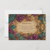 Opulent Grape Leaf Mardi Gras Masquerade サンキューカード (正面)