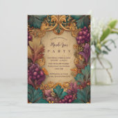 Opulent Grape Leaf Mardi Gras Masquerade 招待状 (スタンド正面)
