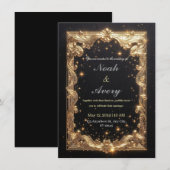 Opulent Matte Black & Gold Foil Wedding Card Desig 招待状 (正面/裏面)