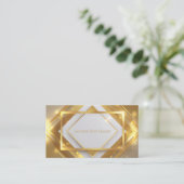 Opulent Metallic Gold Geometric Diamond Luxury 名刺 (スタンド正面)