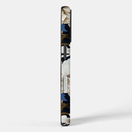 Opulent Navy Blue Flowers iPhone Case Elegant   Case-Mate iPhoneケース (裏面 / 右)