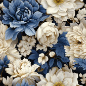 Opulent Navy Blue Ivory Gold Floral Towel バスタオルセット