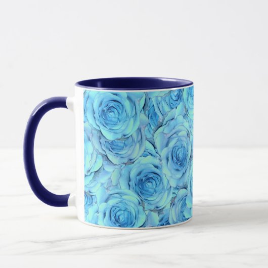 Opulent rose design in  turquoise                  マグカップ (左)