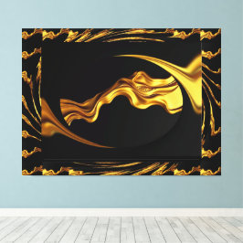 Opulent Swirl Liquid Gold and Black Monochrome Art キャンバスプリント