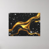 Opulent Swirl Liquid Gold Black Monochro Achempong キャンバスプリント (正面)