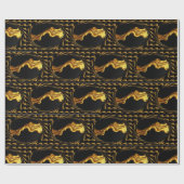 Opulent Swirl Liquid Gold Black Monochrome Achempo ラッピングペーパー (フラット)