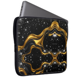 Opulent Swirl Liquid Gold Black Monochrome Achempo ラップトップスリーブ