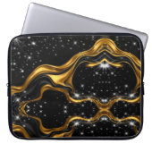 Opulent Swirl Liquid Gold Black Monochrome Achempo ラップトップスリーブ (正面)