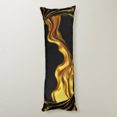 Opulent Swirl Liquid Gold Black Monochrome Christi ボディピロー (裏面 (縦))