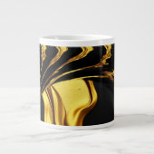 Opulent Swirl Liquid Gold Black Monochrome Design ジャンボコーヒーマグカップ (正面)
