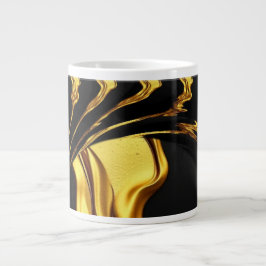 Opulent Swirl Liquid Gold Black Monochrome Design ジャンボコーヒーマグカップ