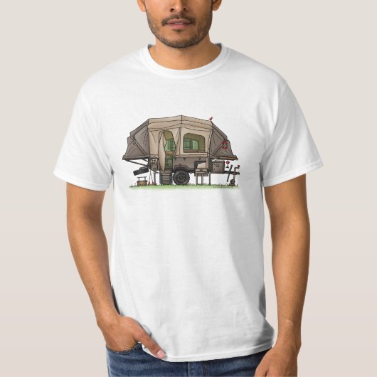 Opus 4 ポップ・アートのUp RV happy camperセラミックオーナメント Tシャツ (正面)