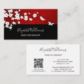 ORコードフローラさくらんぼ花紅白 名刺 (正面/裏面)