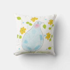 ORデザインによる黄色い花と平和の鳩 クッション