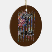 ORナースアメリカ国旗の手術室ナース セラミックオーナメント (右)