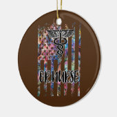 ORナースアメリカ国旗の手術室ナース セラミックオーナメント (左)