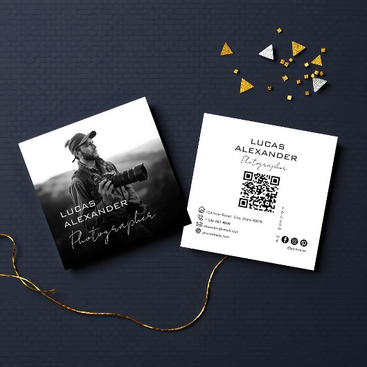 ORモダンコーミニマルド・ソーシャル・メディア・フォトグラファー スクエア名刺