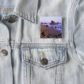 OR、オレゴンコースト、マイヤーズクリーク、岩層 缶バッジ (インサイチュ)