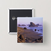 OR、オレゴンコースト、マイヤーズクリーク、岩層 缶バッジ (正面&裏面)