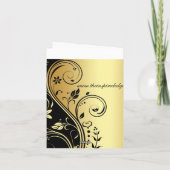 Or, Black & Gold Floral Scroll Thank You Card サンキューカード (裏面)