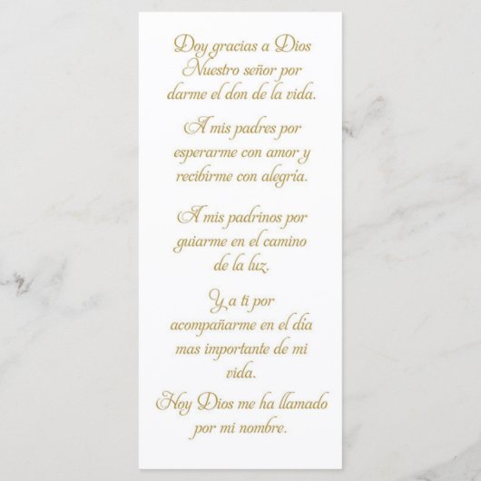 Oracionesコルタスバウティゾタルジェタ祈りの言葉カード メニュー (裏面)