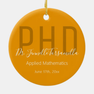 Orageent Keepsake Orange（オレンジ色）ホワイトネーム学位PhD セラミックオーナメント