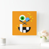 Oragneユニークでおもしろいで熱狂するなモンスター スクエア壁時計 (ホーム)